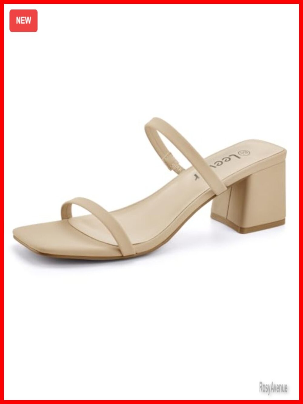 Women's Square Open Toe Strappy Slip On Block Heel Sandals 2.25 Inch Nubuck